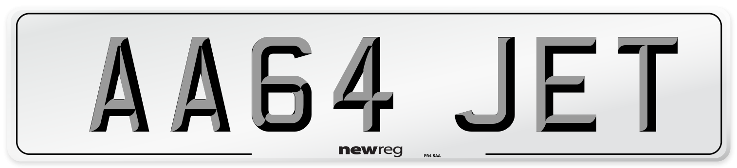 AA64 JET Number Plate from New Reg